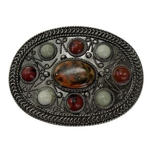 Vintage Belt Buckle Faux Stone Rotation Colors Scheme Good Condition